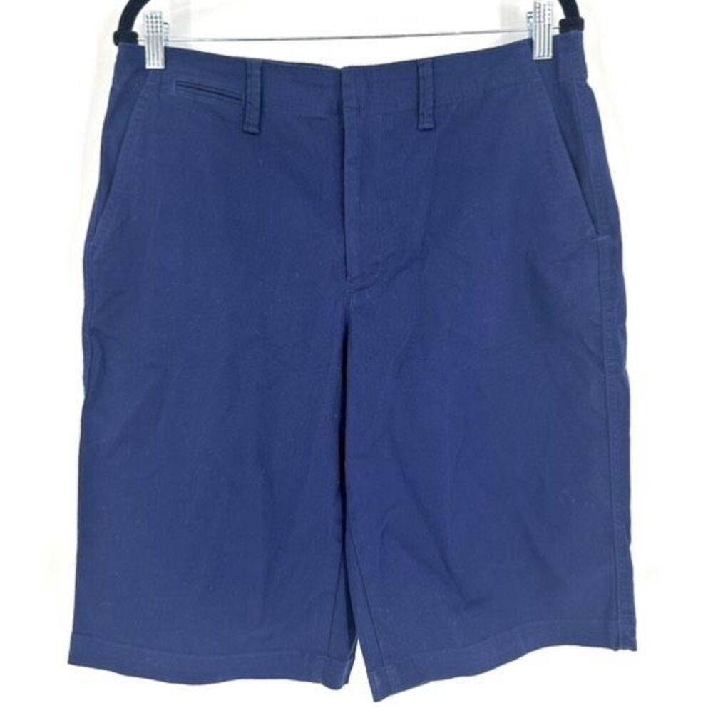 Lands' End Women's Plain Front Cotton Blend Chino Shorts Size‎ 12 Navy Blue